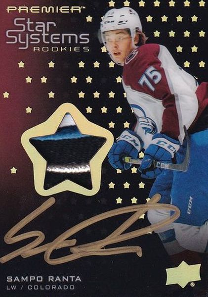 AUTO RC patch karta SAMPO RANTA 21-22 UD Premier Star Systems Rookies Gold /25